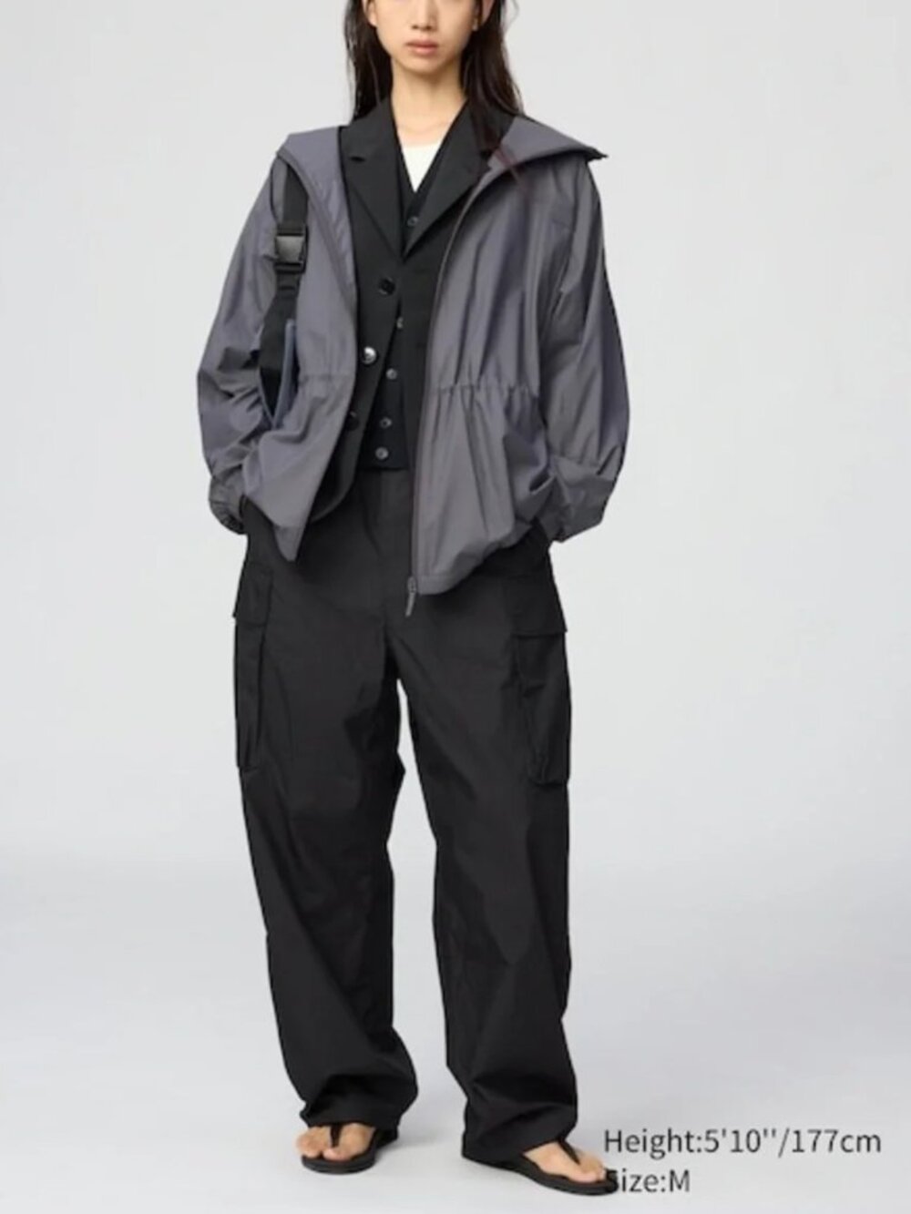 Uniqlo Black Cargo Wide-Leg Pants